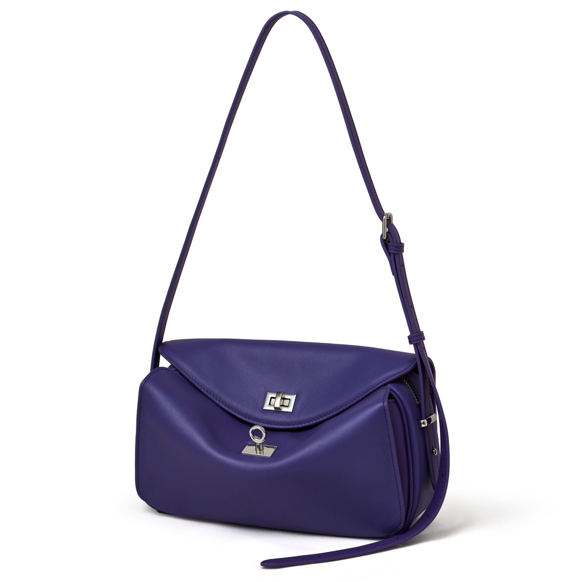 Borsa pochette a busta con patta, in vera pelle opaca e setosa
