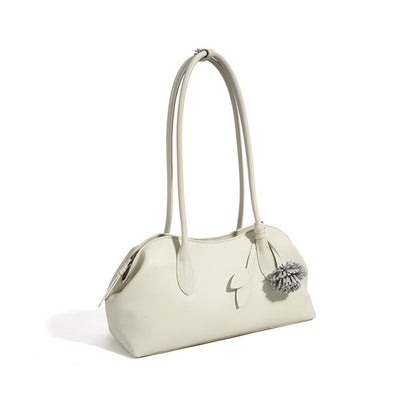 Minimalist Supple Genuine Leather Curved Clutch Bag with Playful Charm