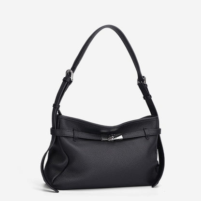 The Parisian Slouchy Genuine Leather Bag - Belted Pebble Leather Hobo