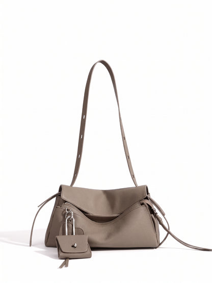Mellow Pebbled Genuine Leather Flap Clutch Bag with Coin Pouch