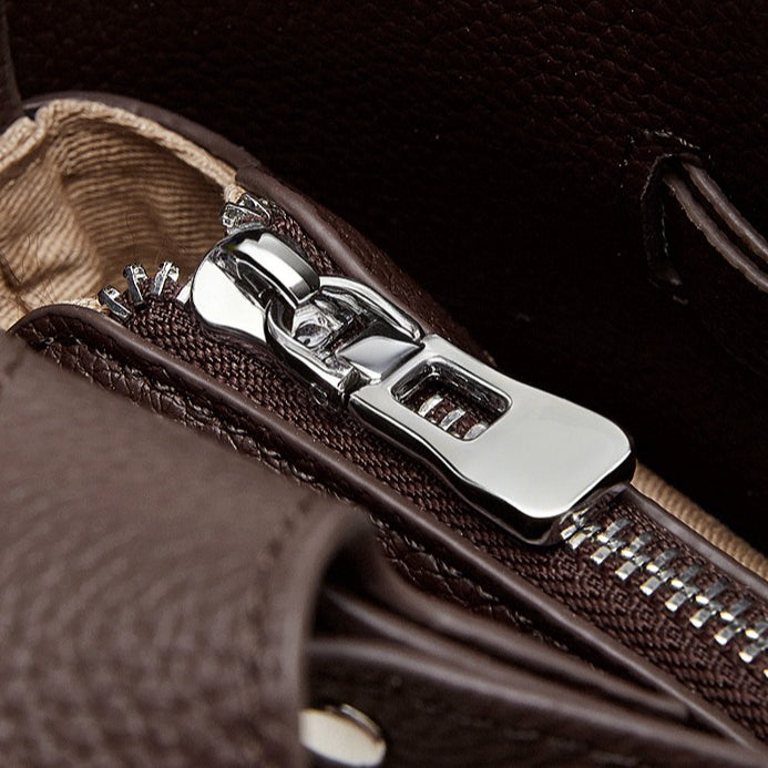 The Pebbled Genuine Leather Mini Bucket Tote Bag with Turn-Lock Closure