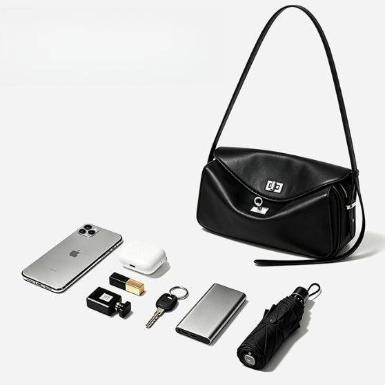 Silky Matte Genuine Leather Envelope Flap Clutch Bag