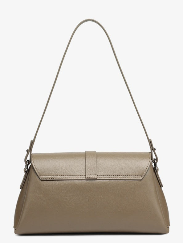 Minimalist Genuine Leather Shoulder Bag with Signature H Buckle