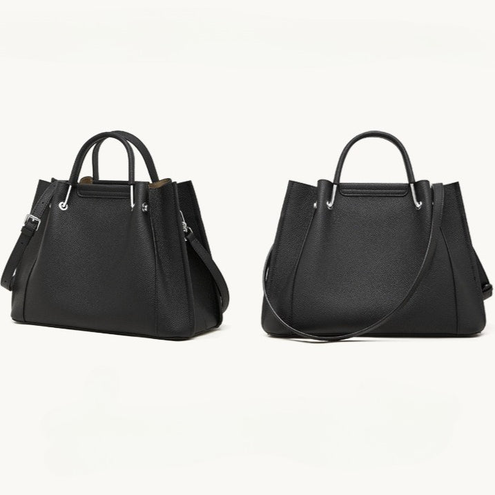 Women's Executive Trapezoid Genuine Leather Tote Bag