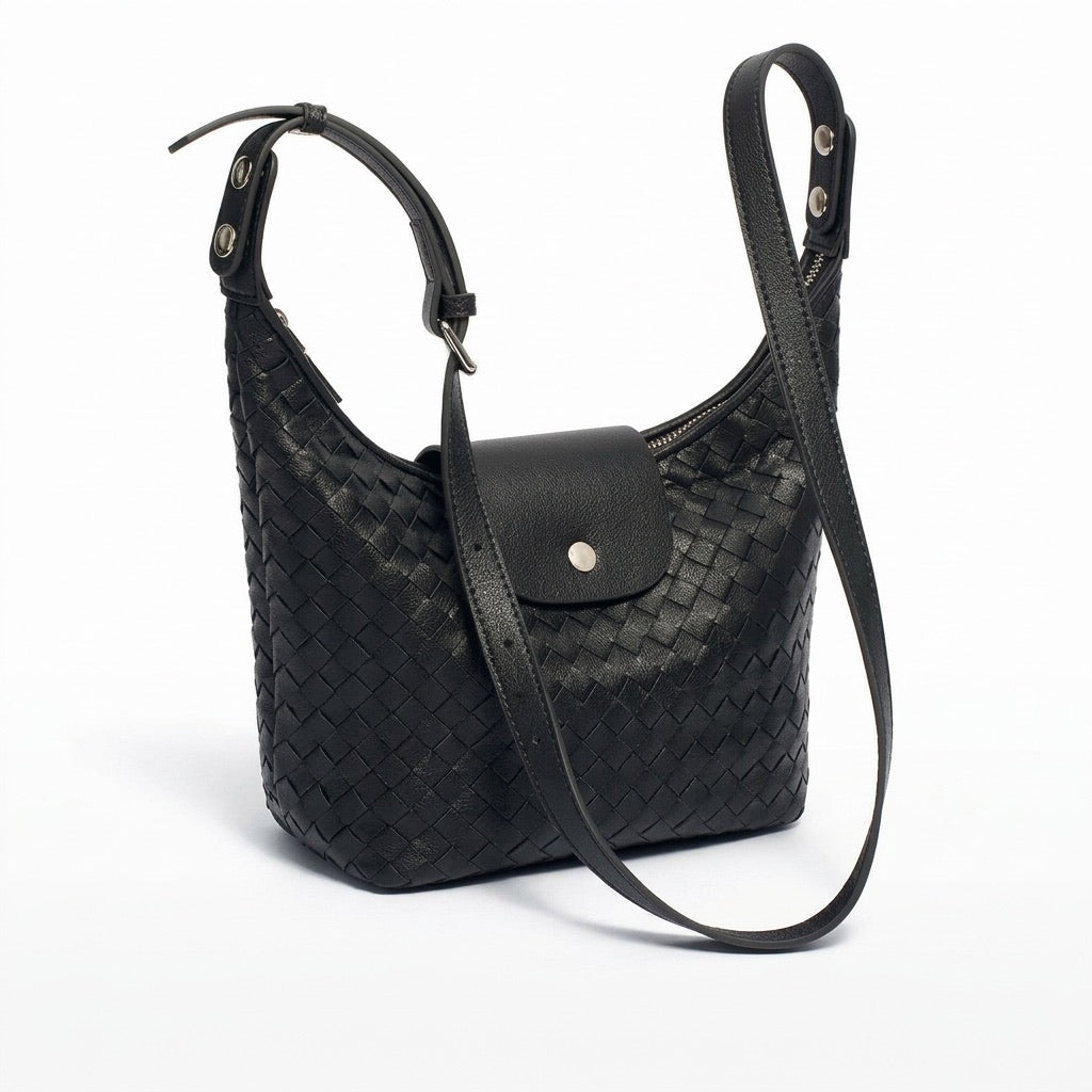 Elegant Woven Genuine Leather Hobo Clutch Bag