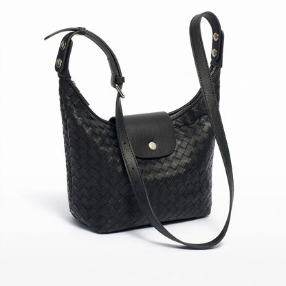 Elegant Woven Genuine Leather Hobo Clutch Bag