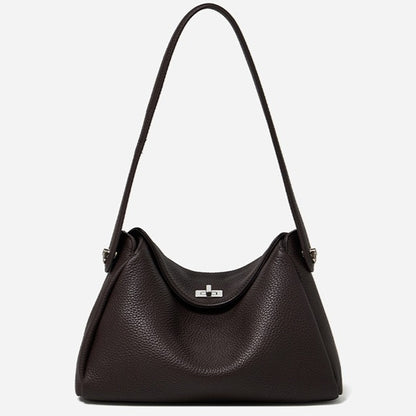 Nonchalant Lychee-Grain Genuine Leather Crossbody Hobo Bag