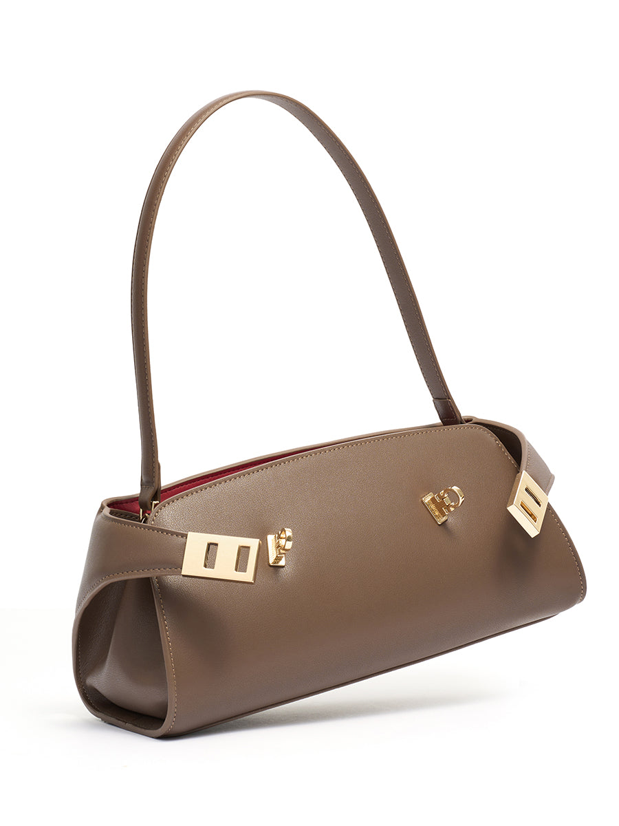 Graceful Genuine Leather Baguette Clutch Bag