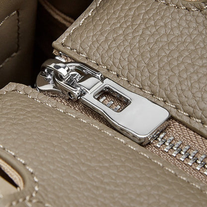 Women's Executive Trapezoid Genuine Leather Tote Bag