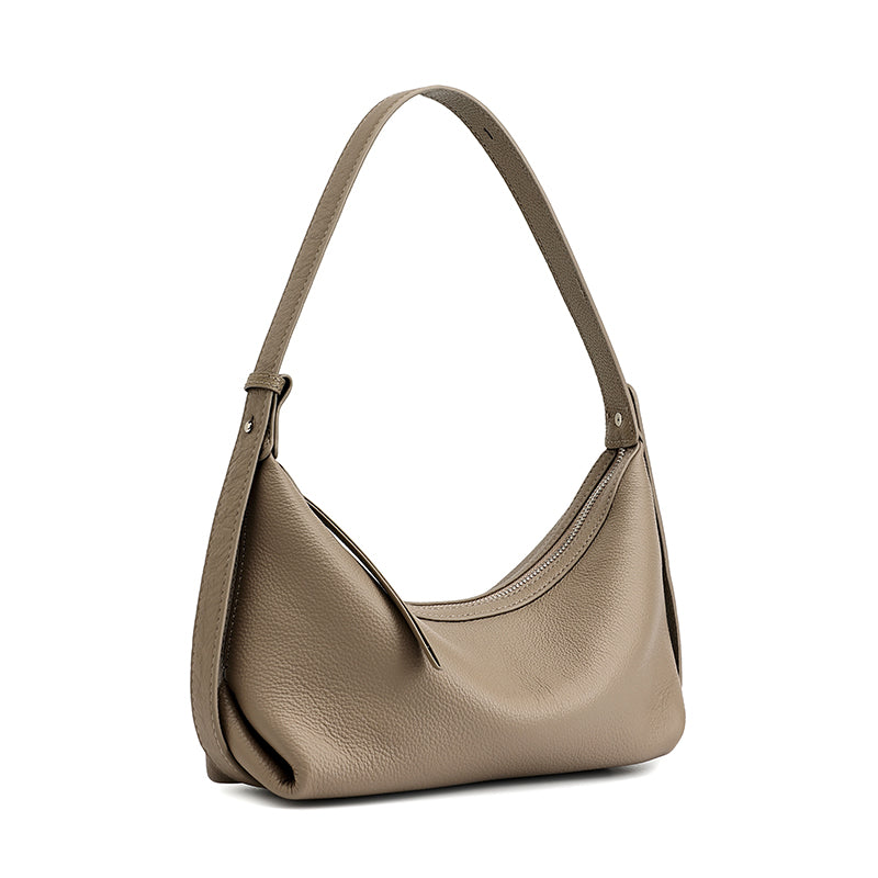 Legere, lässige Hobo-Clutch aus genarbtem echtem Leder  