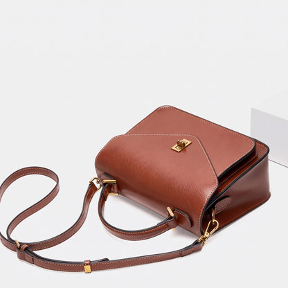 Borsa a tracolla postina da donna in vera pelle, elegante