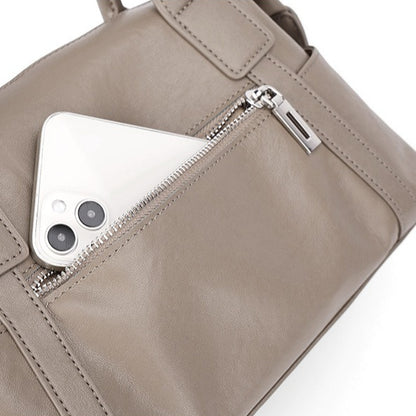 Minimalist Barrel Genuine Leather Satchel