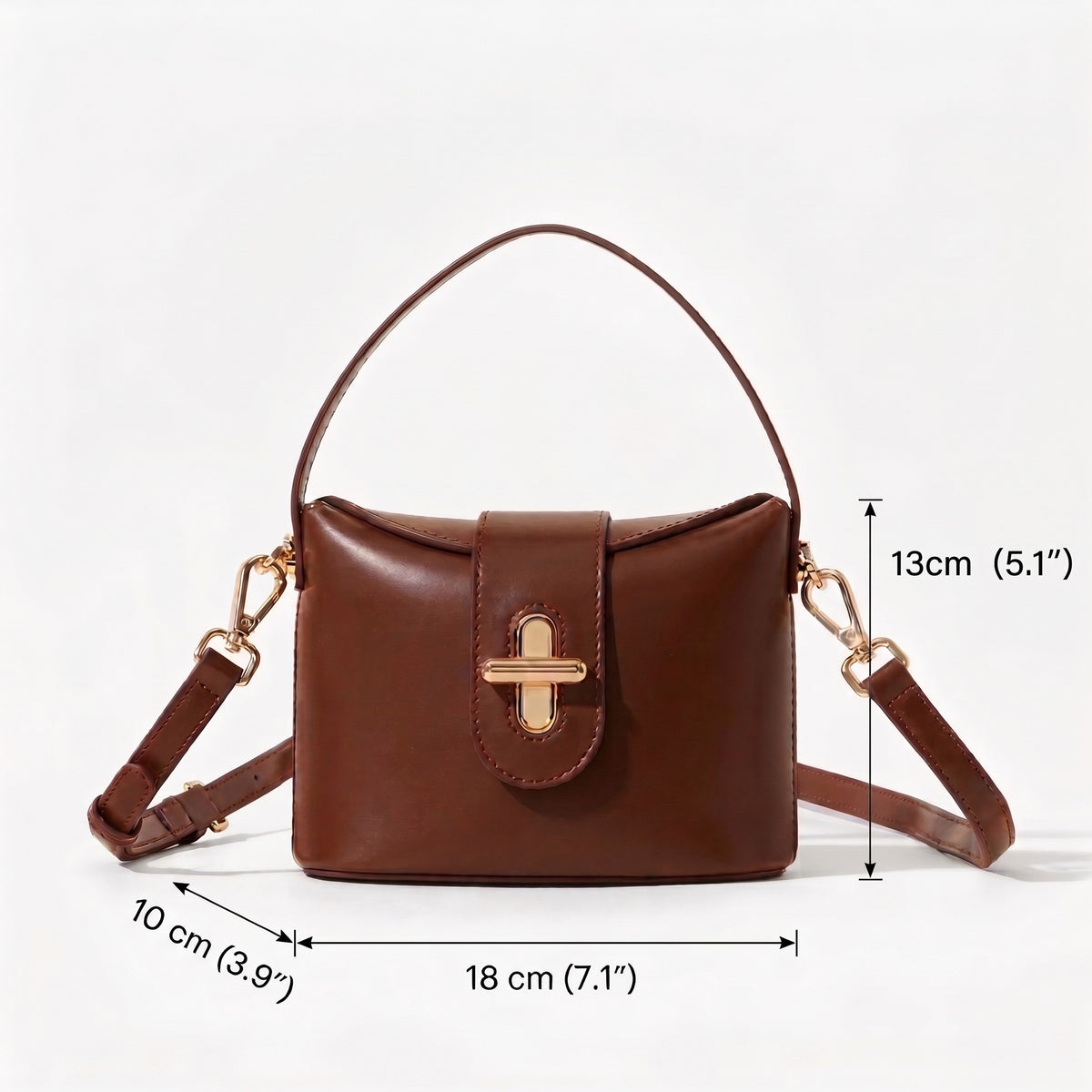 Borsa da donna in pelle genuina vintage con manico superiore e chiusura a lucchetto