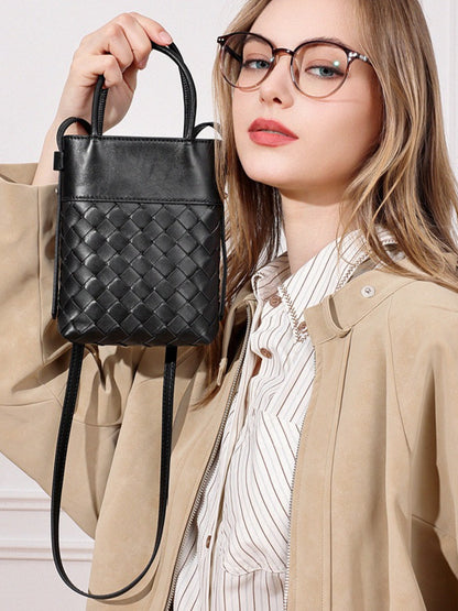 Artisan Woven Genuine Lambskin Leather Mini Clutch Bag