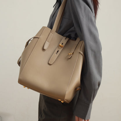 Sac fourre-tout vintage en cuir véritable pour femme avec boucle à cadenas