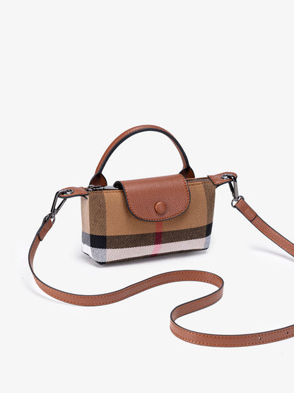 Vintage Plaid Vegan Eco-Leather Mini Clutch Bag