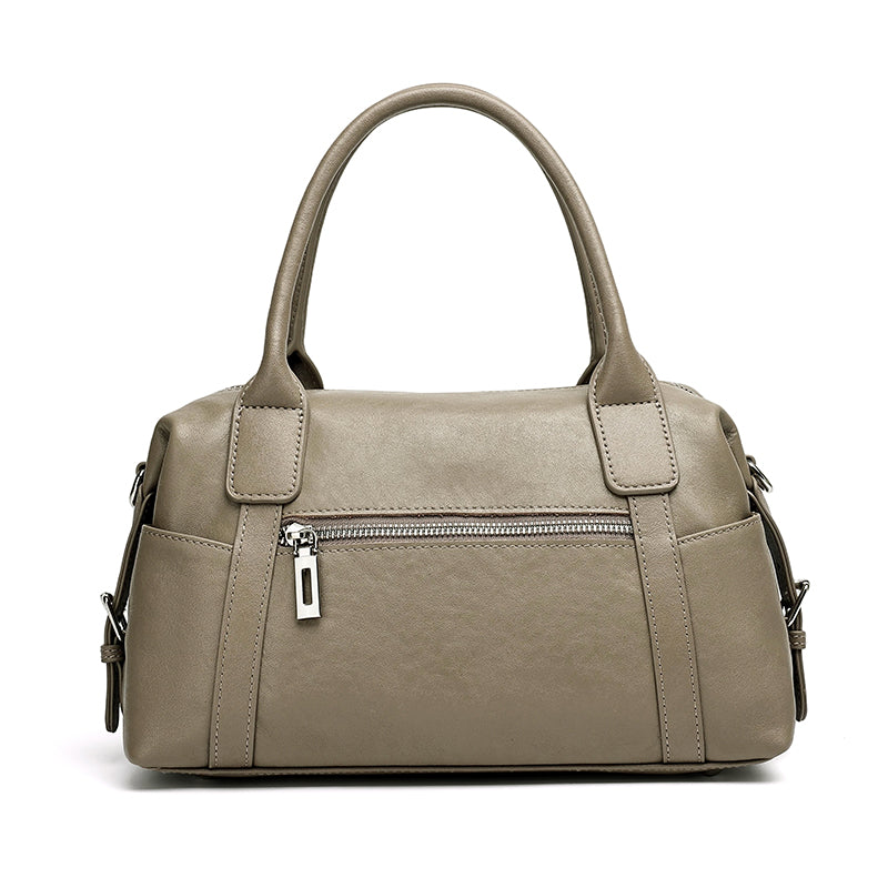 Effortless Genuine Leather Commuter Boston Clutch Bag