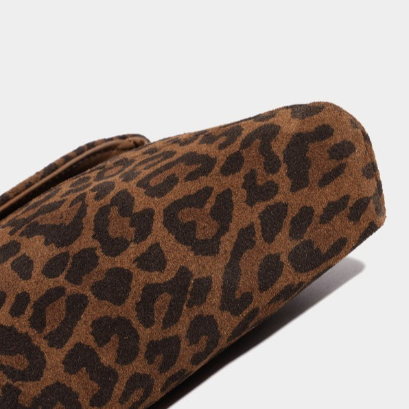 Retro Suede Genuine Leather Leopard Envelope Clutch Bag