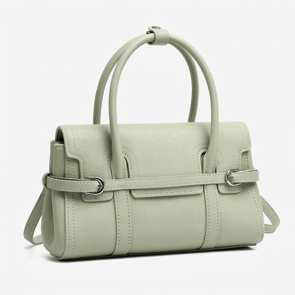Sleek Genuine Leather Flap Satchel Clutch Bag