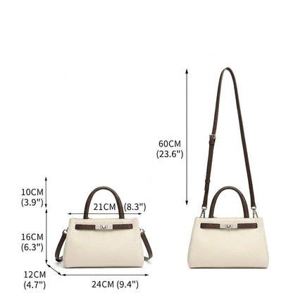 Elegante borsa Kelly a tracolla in vera pelle testurizzata