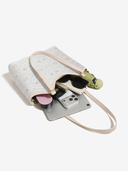 Intricate Butterfly Brocade Vegan Eco-Leather Tote Clutch Bag