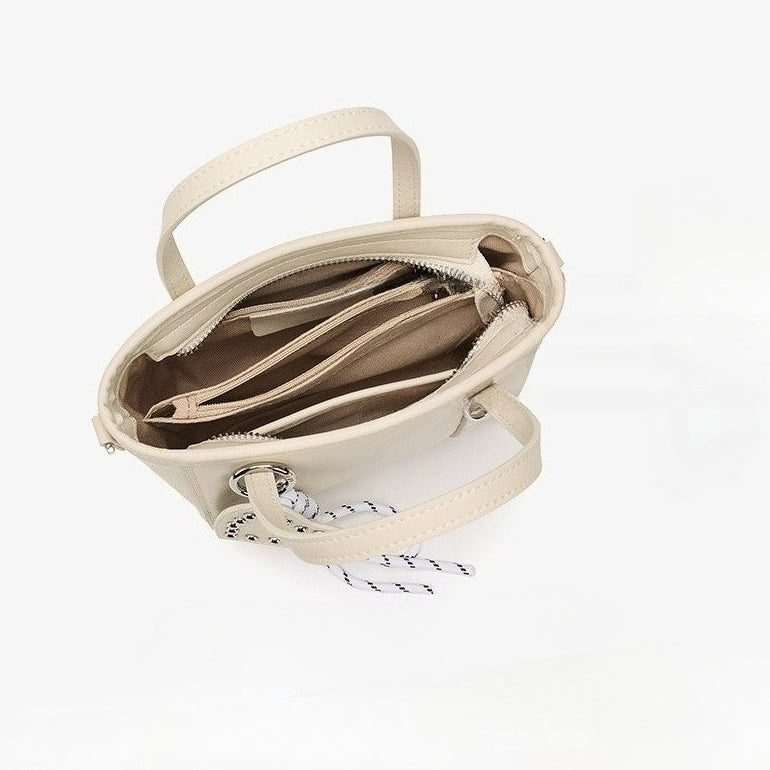 Sculpted Genuine Leather Mini Tote Crossbody Bag with Signature Heart Charm