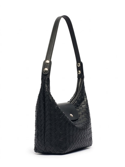 Elegant Woven Genuine Leather Hobo Clutch Bag