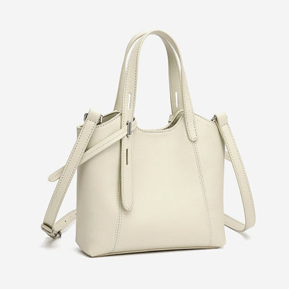 Sleek Genuine Leather Mini Bucket Clutch Bag with Adjustable Straps