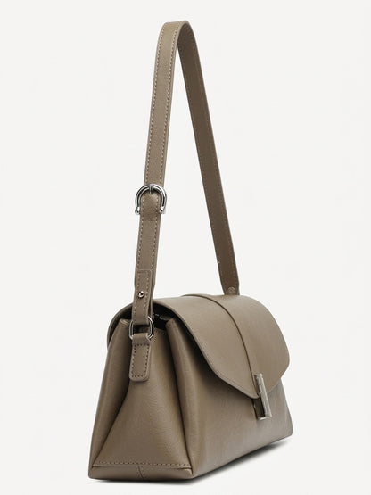 Borsa minimalista a spalla in vera pelle con fibbia H distintiva