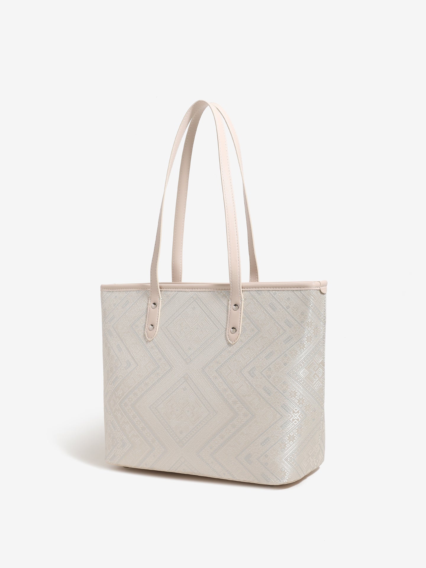 Refined Geometric Jacquard Vegan Eco-Leather Tote Clutch Bag