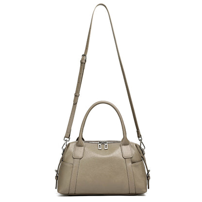 Effortless Genuine Leather Commuter Boston Clutch Bag