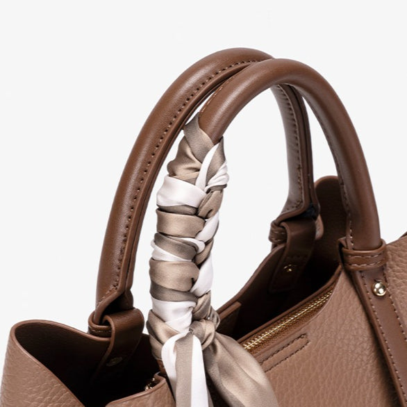 Elegant Brown Pebbled Vegan Eco-Leather Crossbody Clutch Bag