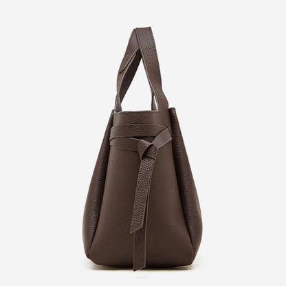 The Pebbled Genuine Leather Mini Bucket Tote Bag with Turn-Lock Closure