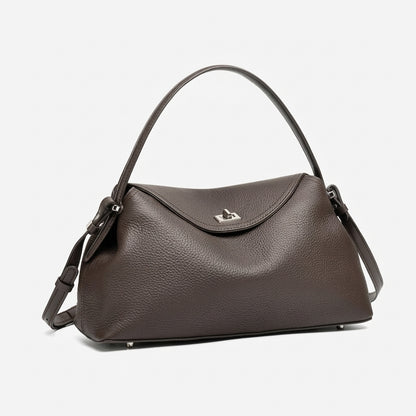 Slouchy Pebbled Genuine Leather Pillow Flip Clutch Bag
