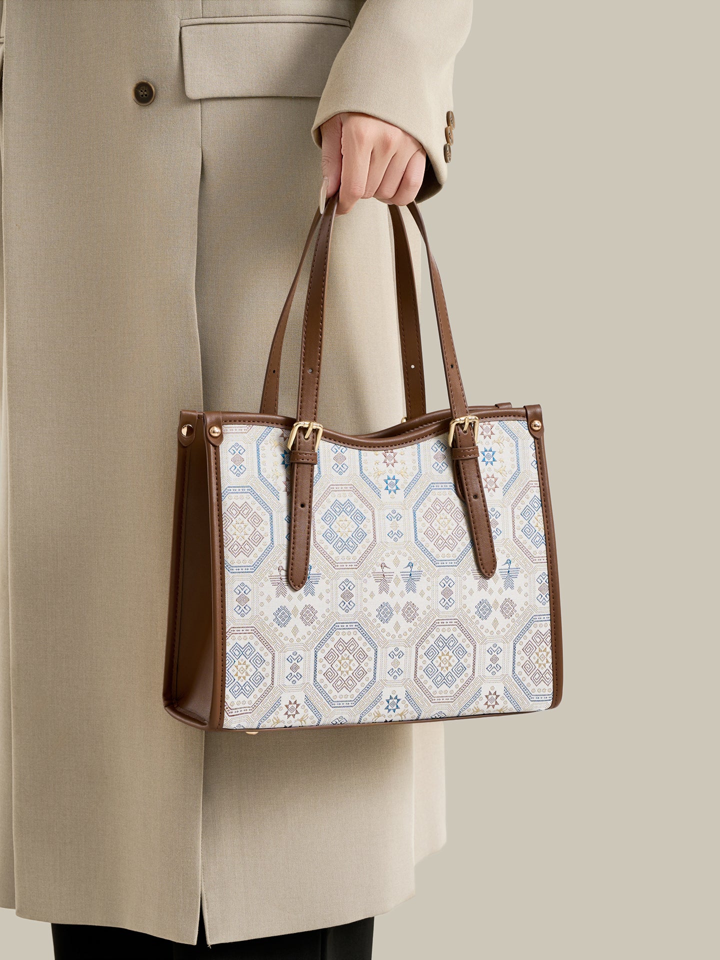 Graceful Geometric Vegan Eco-Leather Tote Clutch Bag