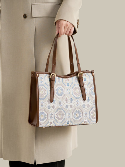 Graceful Geometric Vegan Eco-Leather Tote Clutch Bag
