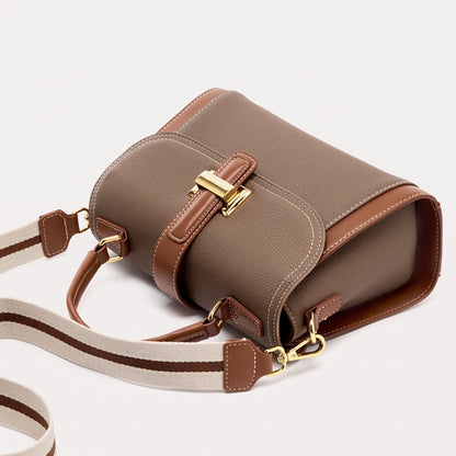 Borsa a tracolla strutturata con manico superiore in pelle minimalista di lusso da donna
