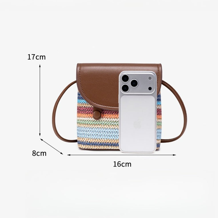 Vibrant Vegan Eco-leather Rainbow Stripe Mini Crossbody Bag