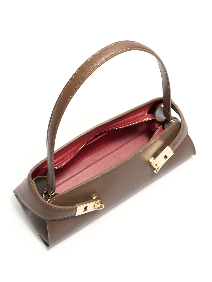Graceful Genuine Leather Baguette Clutch Bag