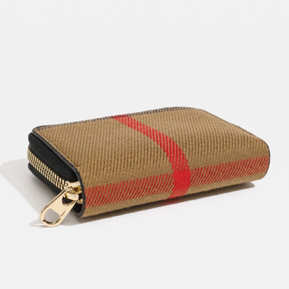 Portacarte vintage in tela stile tartan con cerniera