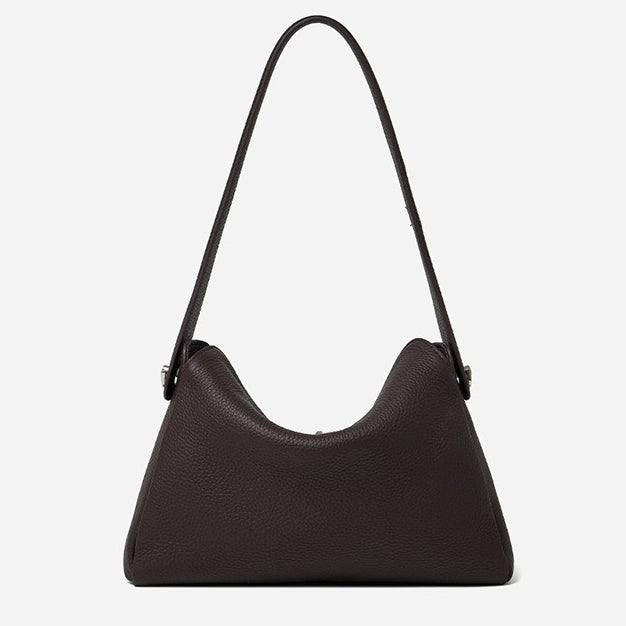 Nonchalant Lychee-Grain Genuine Leather Crossbody Hobo Bag