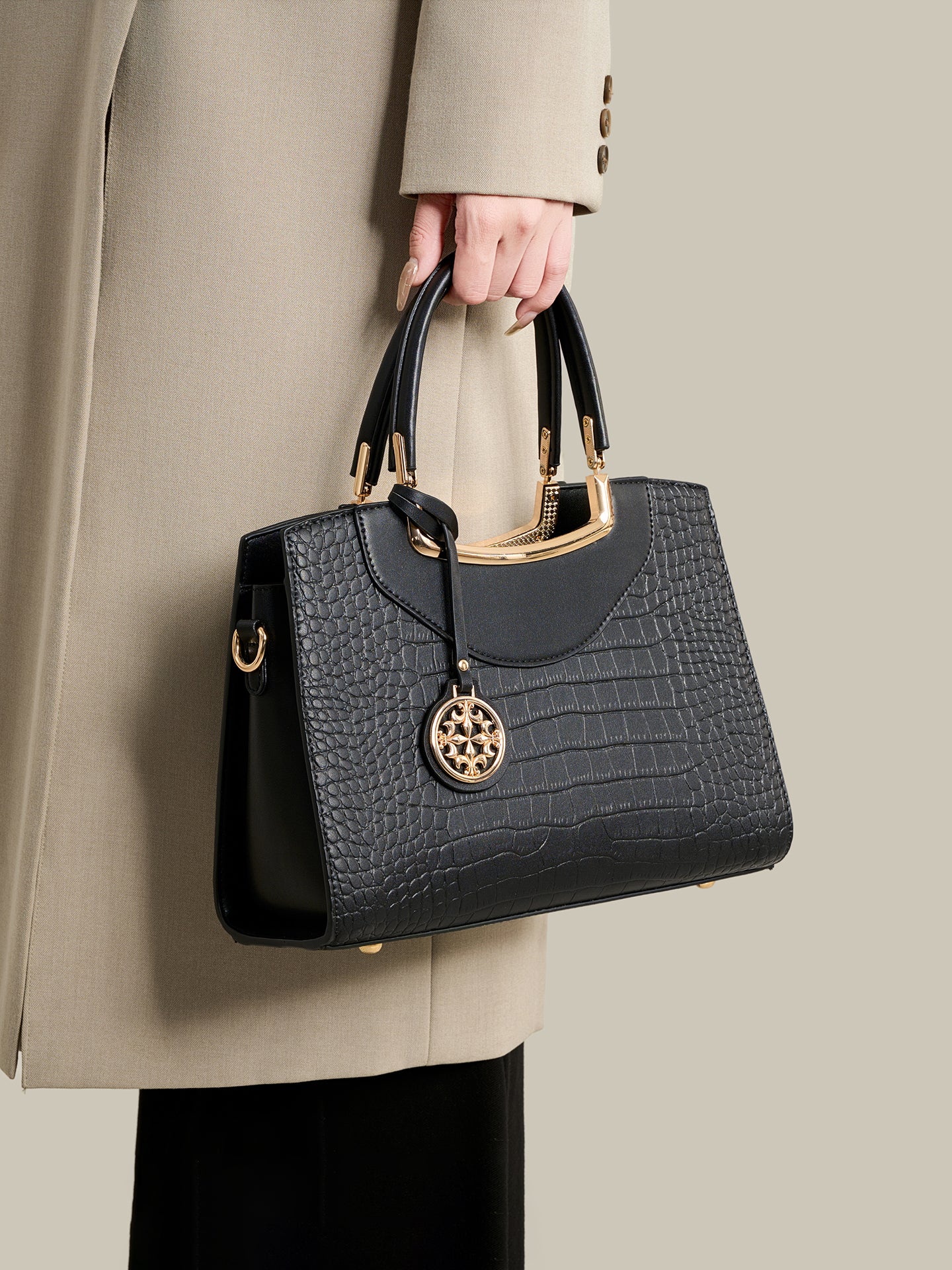 Classic Crocodile Pattern Vegan Eco-Leather Clutch Bag