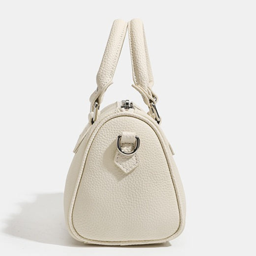 Retro Luxury Pebbled Genuine Leather Boston Clutch Bag