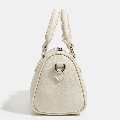 Retro Luxury Pebbled Genuine Leather Boston Clutch Bag