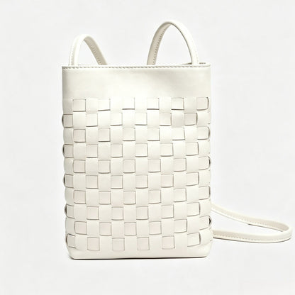 Mini bolso de mano tipo clutch de piel de oveja serena, tejido, para teléfono