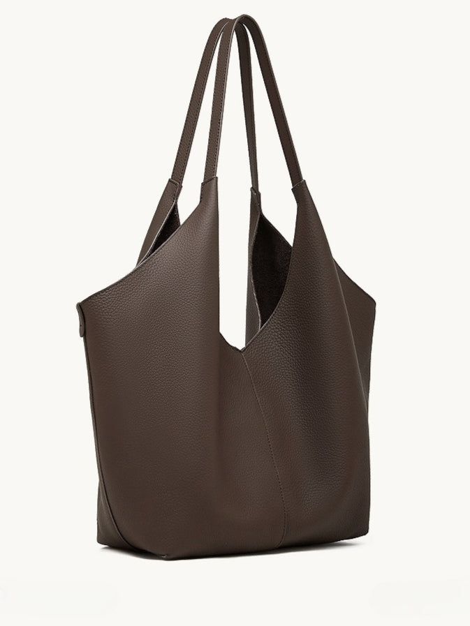 حقيبة إيثيرال في-كات جلد طبيعي | حقيبة هوبو بسيطة من جلد الحصى