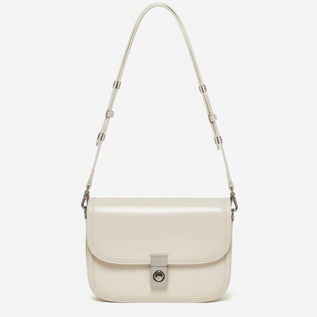 Borsa vintage a spalla e messenger in vera pelle liscia di vacchetta