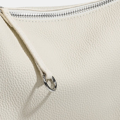 Clean-lined Pebbled Genuine Leather Crossbody Clutch Bag