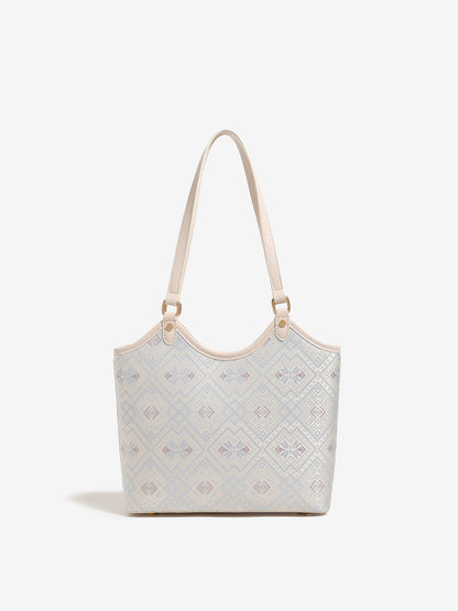 Intricate Butterfly Brocade Vegan Eco-Leather Tote Clutch Bag