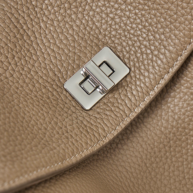 Nonchalant Lychee-Grain Genuine Leather Crossbody Hobo Bag